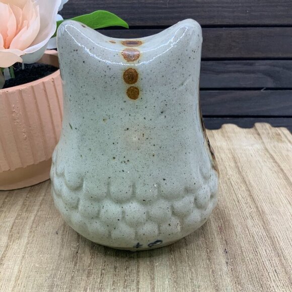 Tonala Mexican Vintage Sandstone Owl Hand Painted Folk Art Pottery - Picture 7 of 8